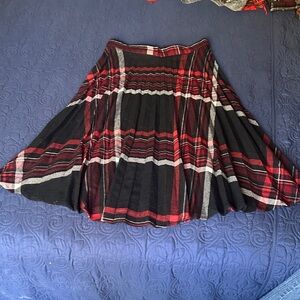 Chic Black and Red Plaid A-Line Skirt